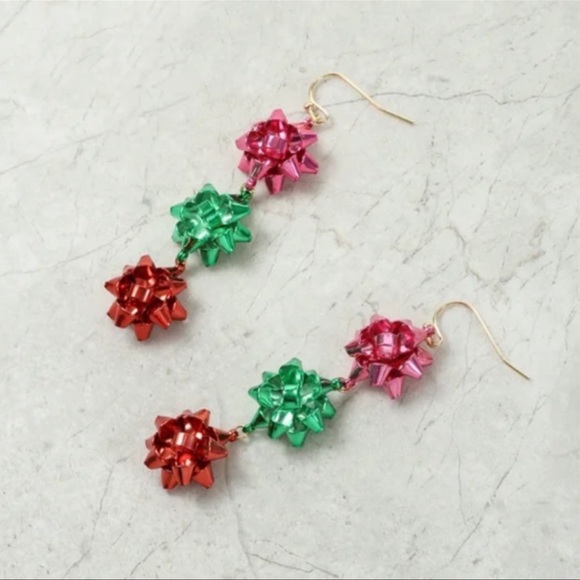 Holiday Gift Bow Earrings - Picture 1 of 3